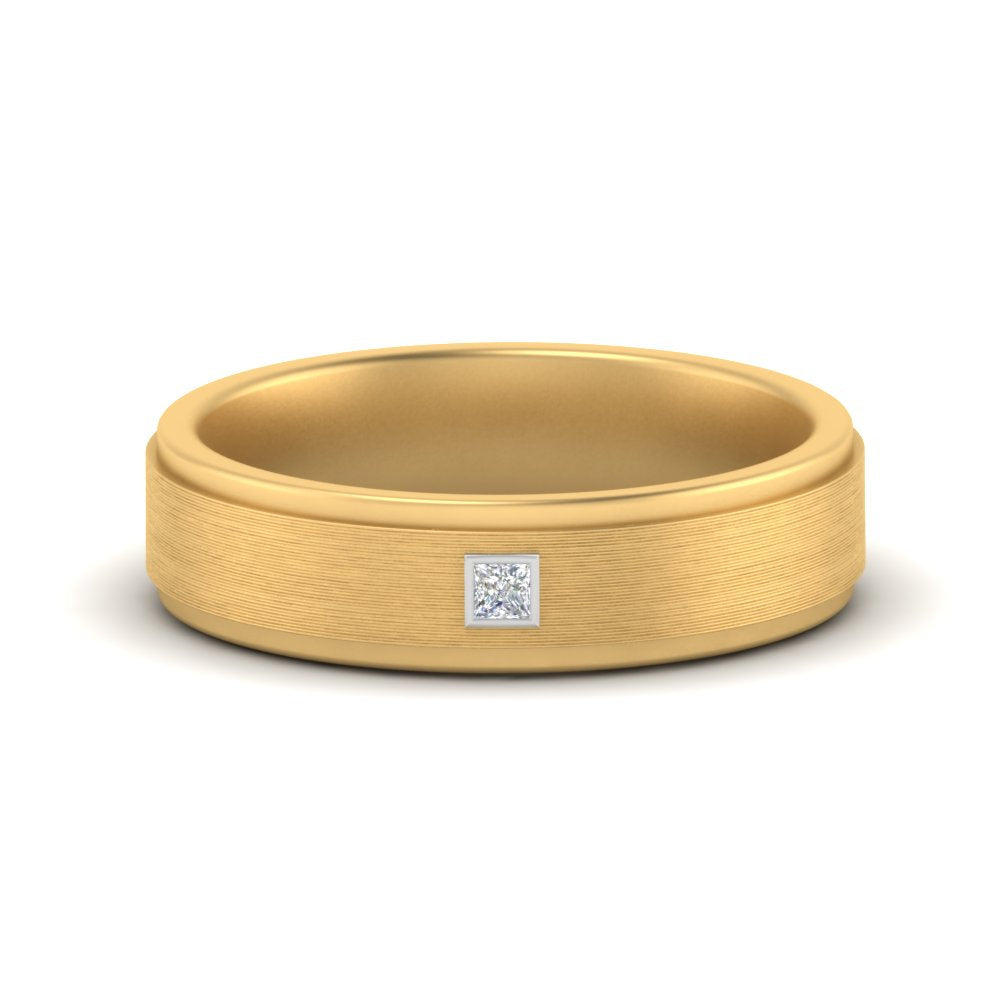 Mens Princess Cut 2 Tone Band