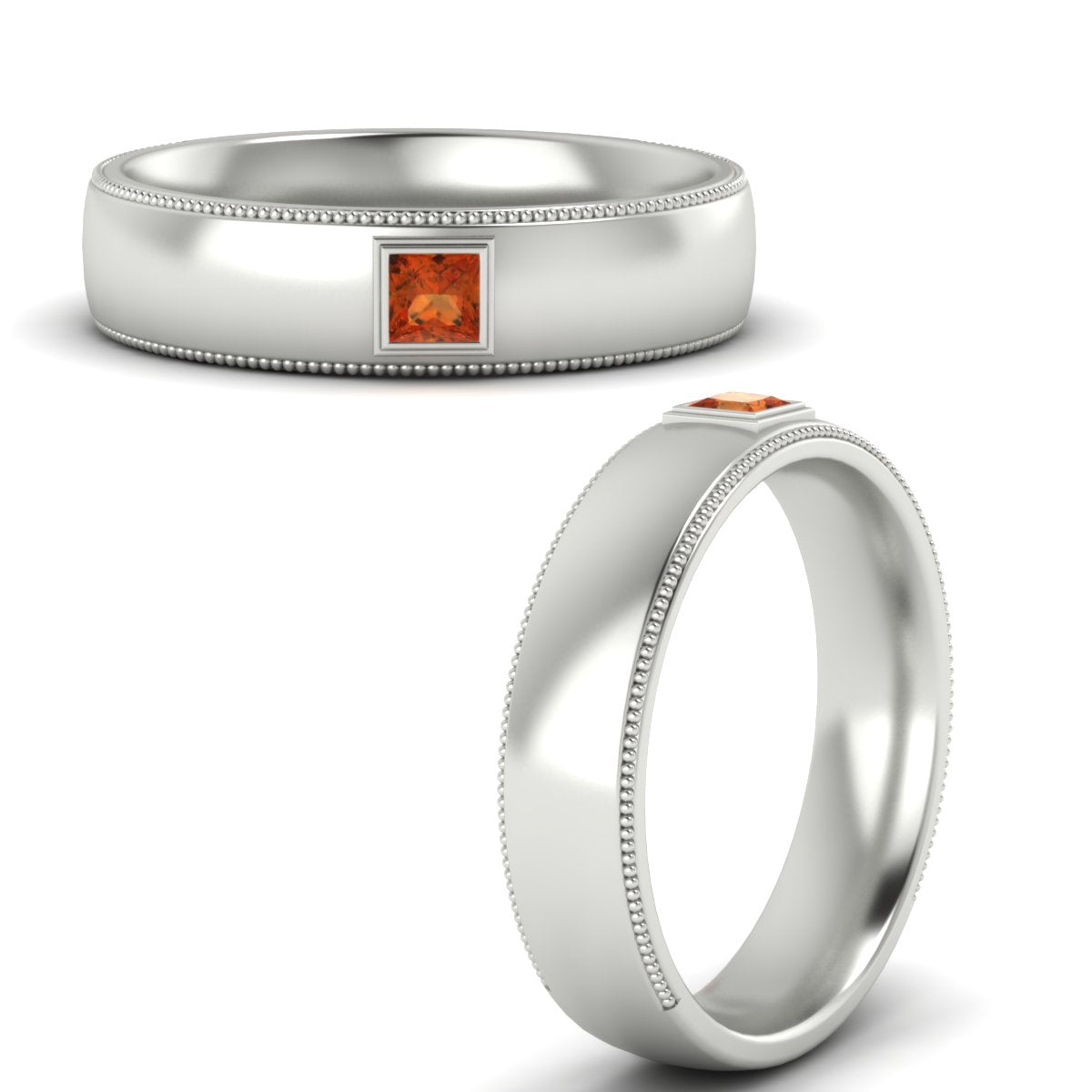 Princess Cut Mens Comfort Fit Promise Ring